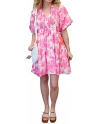 Jodifil - Floral Collar Puff Sleeve Mini Dress - Lyst