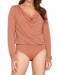 She + Sky - Cowl Neck Knit Bodysuit - Lyst