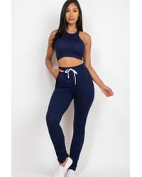 TRUEDAMES - Crop Tank Top & Ruched Pants Set - Lyst