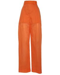 Alberta Ferretti - Wide-Leg Trousers With High Waist And Pleated Front - Lyst