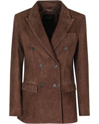 Seventy - Double-Breasted Flap Pockets Suede Jacket - Lyst