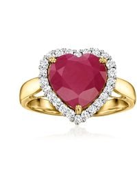 Ross-Simons - Ruby Heart Ring With Diamonds - Lyst