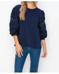 Joh - Pointe Knit Top With Lace - Lyst