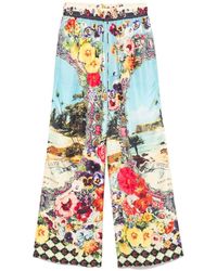 CAMILLA - Floral-Print Silk Straight-Leg Trousers - Lyst