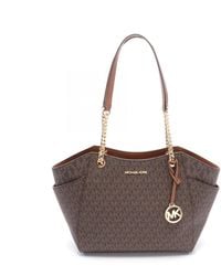 Michael Kors - Jet Set Travel Coated Canvas Leather Tote Bag Weekend Bag - Lyst