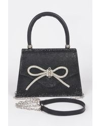 Fashnzfab - Rhinestone Ribbon Top Handle Bag - Lyst