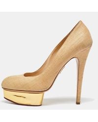 Charlotte Olympia - Raffia And Leather Dolly Platform Pumps - Lyst