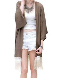 Kori - Bohemian Crochet & Fringe Kimono Jacket - Lyst