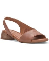 Lucky Brand - Rimma Leather Peep-toe Slingback Sandals - Lyst