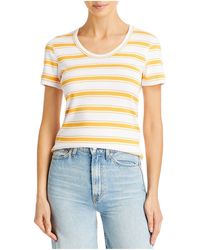 Three Dots - Striped Scoop Neck T-shirt - Lyst