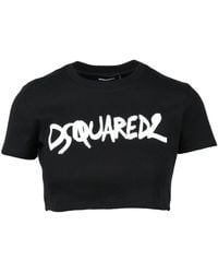 DSquared² - Cotton Crop T-Shirt - Lyst