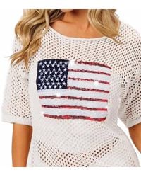 Bibi - Sequin American Flag Knit Cover Up Tee - Lyst