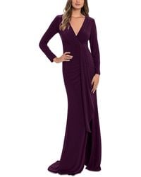 Betsy & Adam - Ruched Long Evening Dress - Lyst