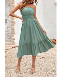 TRUEDAMES - Solid Off Shoulder Elasit Waist Ruffle Dress - Lyst