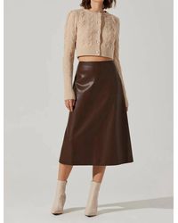 Astr - Yuria Faux Leather Midi Skirt - Lyst