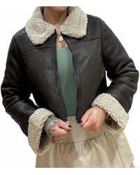 Urban Daizy - Fur Collar Suede Cropped Bomber Jacket - Lyst
