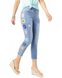Coco + Carmen - Omg Skinny Capri Jeans With Floral Side Embroidery - Lyst