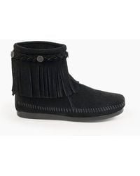 Minnetonka - High Top Back Zip Moccasin Boot - Lyst