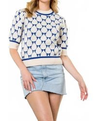 Thml - Bow Print Short Sleeve Sweater - Lyst