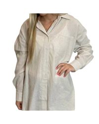 Easel - Oversized Mini Stripe Button Down Shirt - Lyst