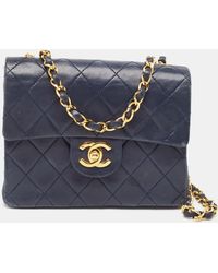 Chanel - Quilted Leather Mini Vintage Square Flap Bag - Lyst
