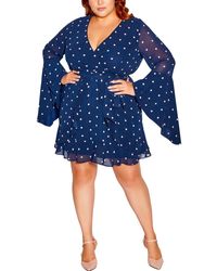 City Chic - Plus Polka Dot Polyester Cocktail And Party Dress - Lyst