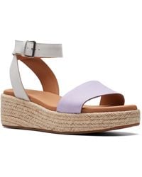 Clarks - Kimmei Ivy Leather Ankle Strap Wedge Sandals - Lyst