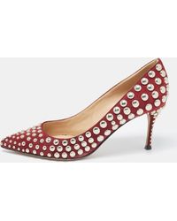 Sergio Rossi - Burgundy Suede Embellished Pointed Toe Pumps - Lyst