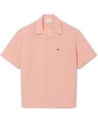 Lacoste - Short-Sleeved Button-Up Shirt With Camp Collar - Lyst