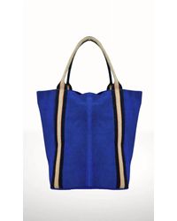 Italian Leather - Suede And Stripe Tote Bag - Lyst
