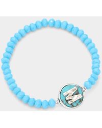 Fashnzfab - M- Initial Monogram Charm Faceted Beaded Stretch Bracelet - Lyst