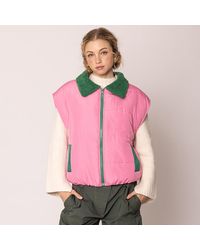 TRUEDAMES - Zip-Up Shearing Collar Puffer Vest - Lyst