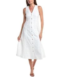 Cece - V-Neck Midi Button Down Midi Dress - Lyst