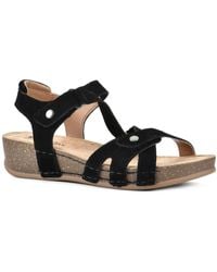 White Mountain - Fair Suede Ankle Wedge Sandals - Lyst