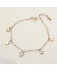 Fashnzfab - Stone Paved Heart Star Clover Charm Station Bracelet Clear - Lyst