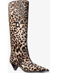 Michael Kors - Jayla Leopard Print Calf Hair Knee-High Boot - Lyst