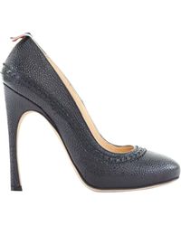 Thom Browne - Black Grained Leather Brogue Inspired Round Toe Heel - Lyst