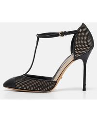 Sergio Rossi - Mesh And Leather Mary Jane Pumps - Lyst