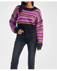 Elan - Striped Cropped Sweater - Lyst