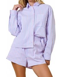 Day + Moon - Striped Button Down Collared Set - Lyst