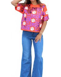Stewart Simmons - Clemson Sequin Repeat Tee Top - Lyst