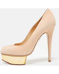 Charlotte Olympia - Suede Debbie Platform Pumps - Lyst