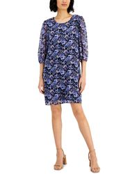 Connected Apparel - Floral Knee Shift Dress - Lyst