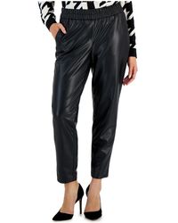 Anne Klein - Petites Faux Leather Pull On Cropped Pants - Lyst