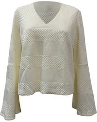 Iris & Ink - Textured V-Neck Long Sleeve Top - Lyst