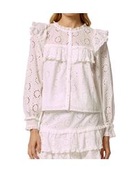 Stellah - Eyelet Trimmed Button Down Top - Lyst