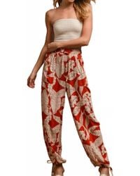 Bibi - Woven Printed Balloon Pants With Drawstring - Lyst