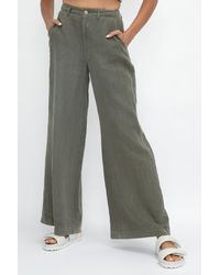 L'Agence Chrisley High Rise Crepe Wide Leg Pants in Natural | Lyst
