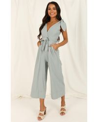 Showpo Endless Circling Jumpsuit In Sage - Multicolor