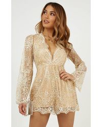 Showpo I Could Use A Love Song Playsuit - Natural